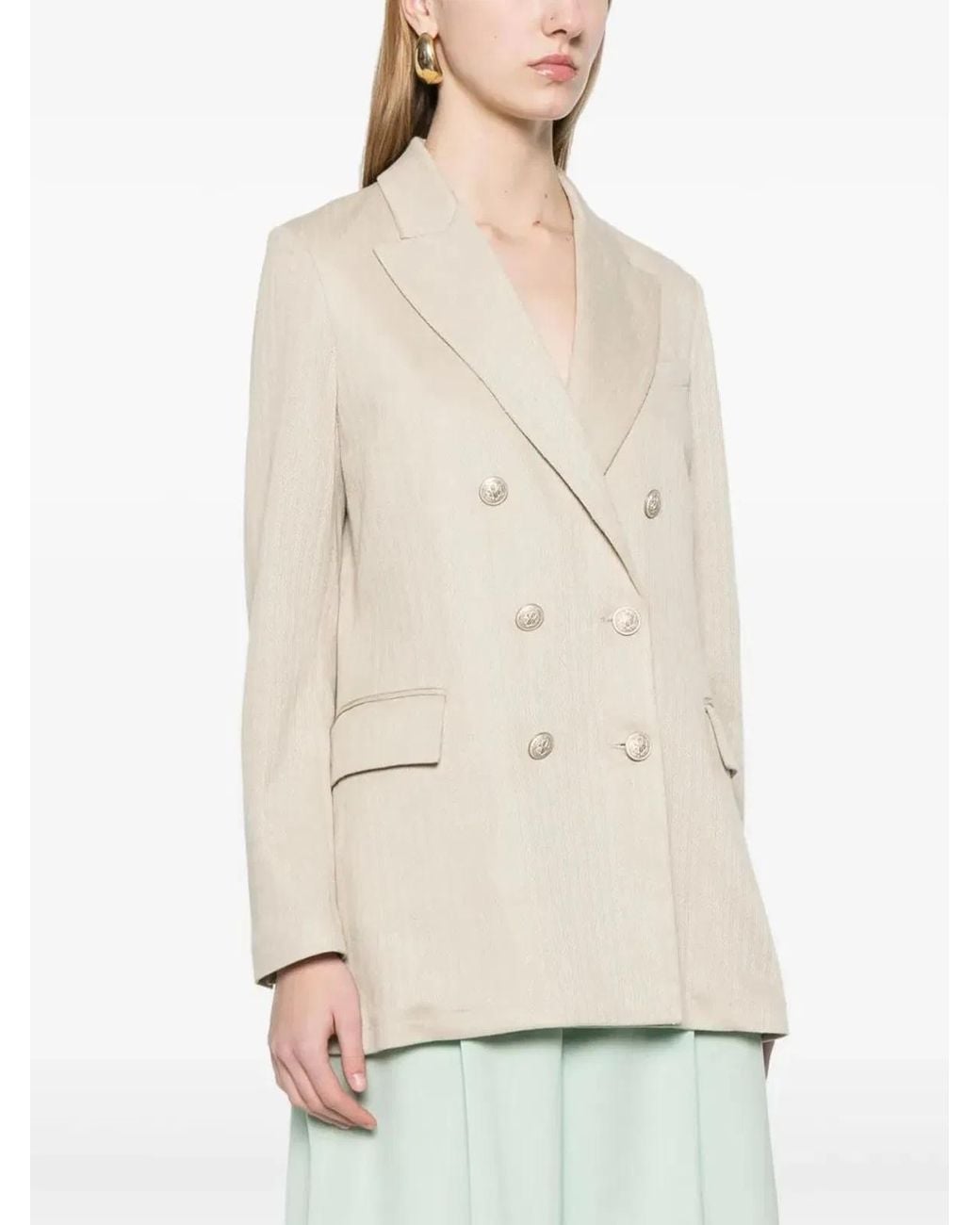 Circolo 1901 Natural Linen And Cotton Double-Breasted Jacket