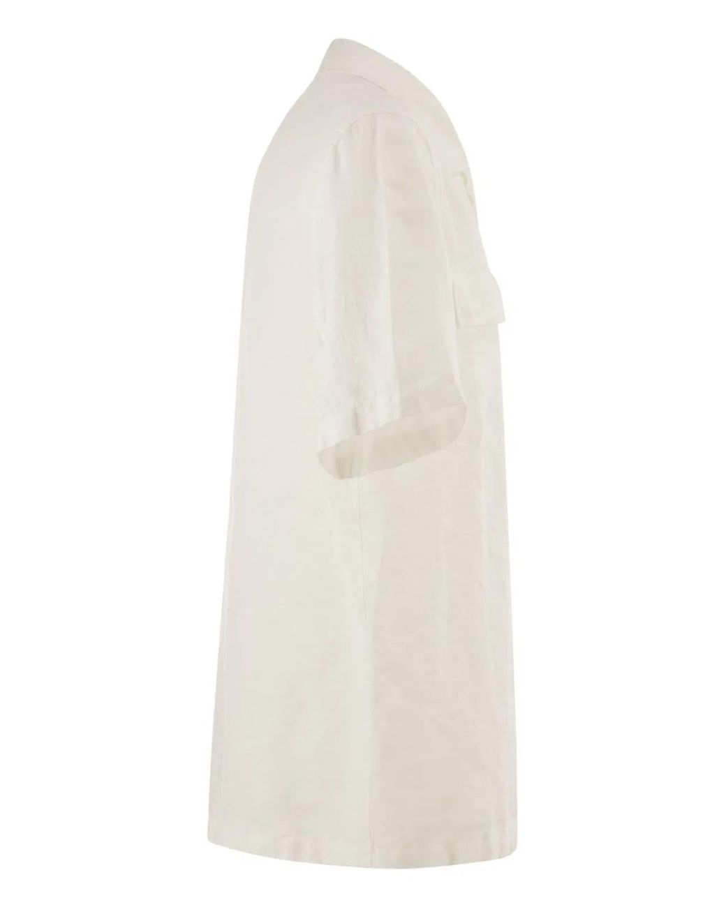 Peserico White Lightweight Linen Bowling Shirt for men