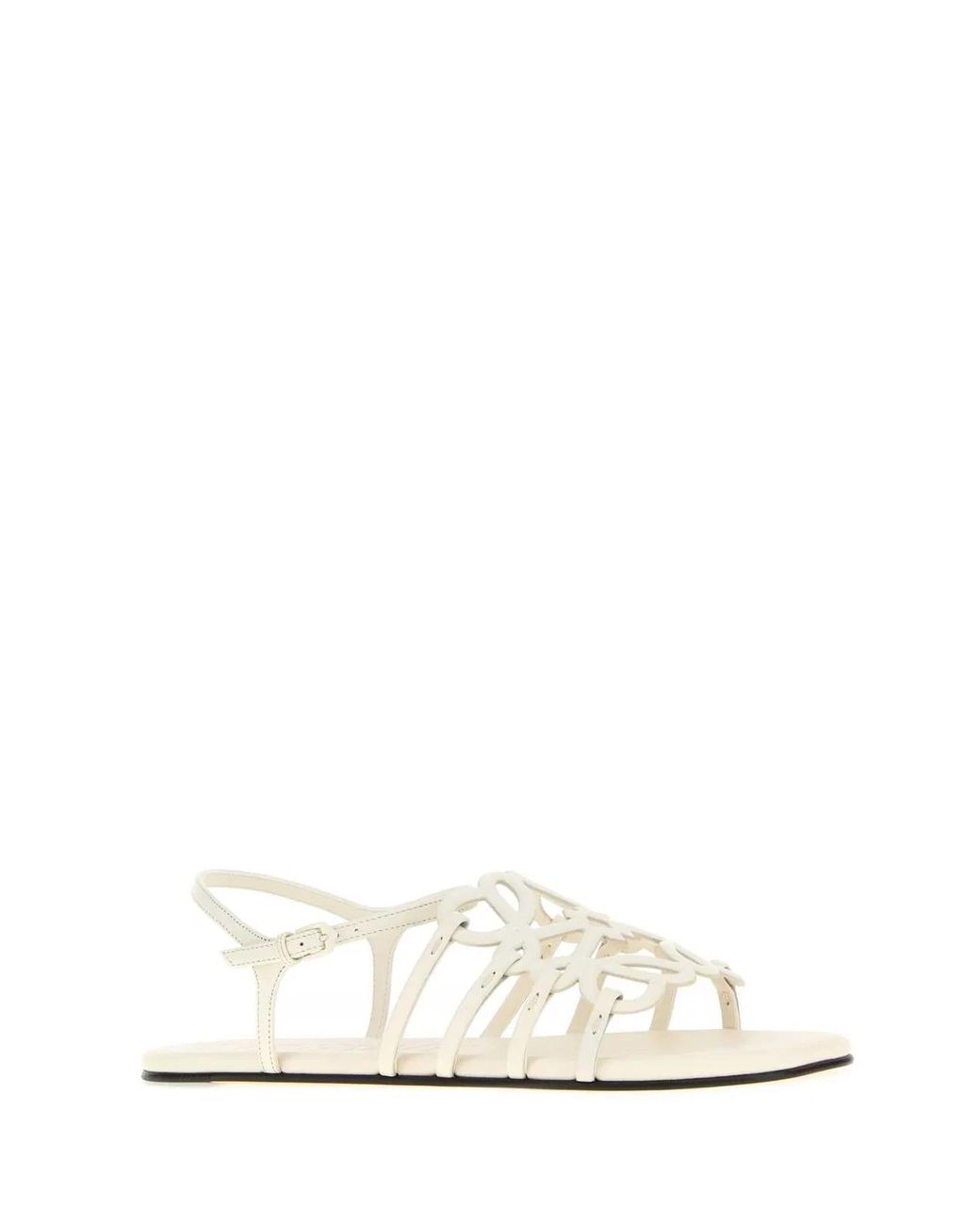 Loewe White Paula's Ibiza Leather Paula S Ibiza Petal Anagram Sandals