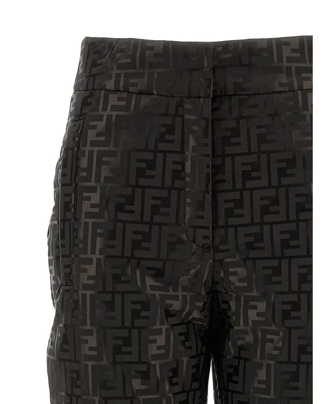 Fendi Black Fendi Ff Monogram Cotton-Polyamide Trousers