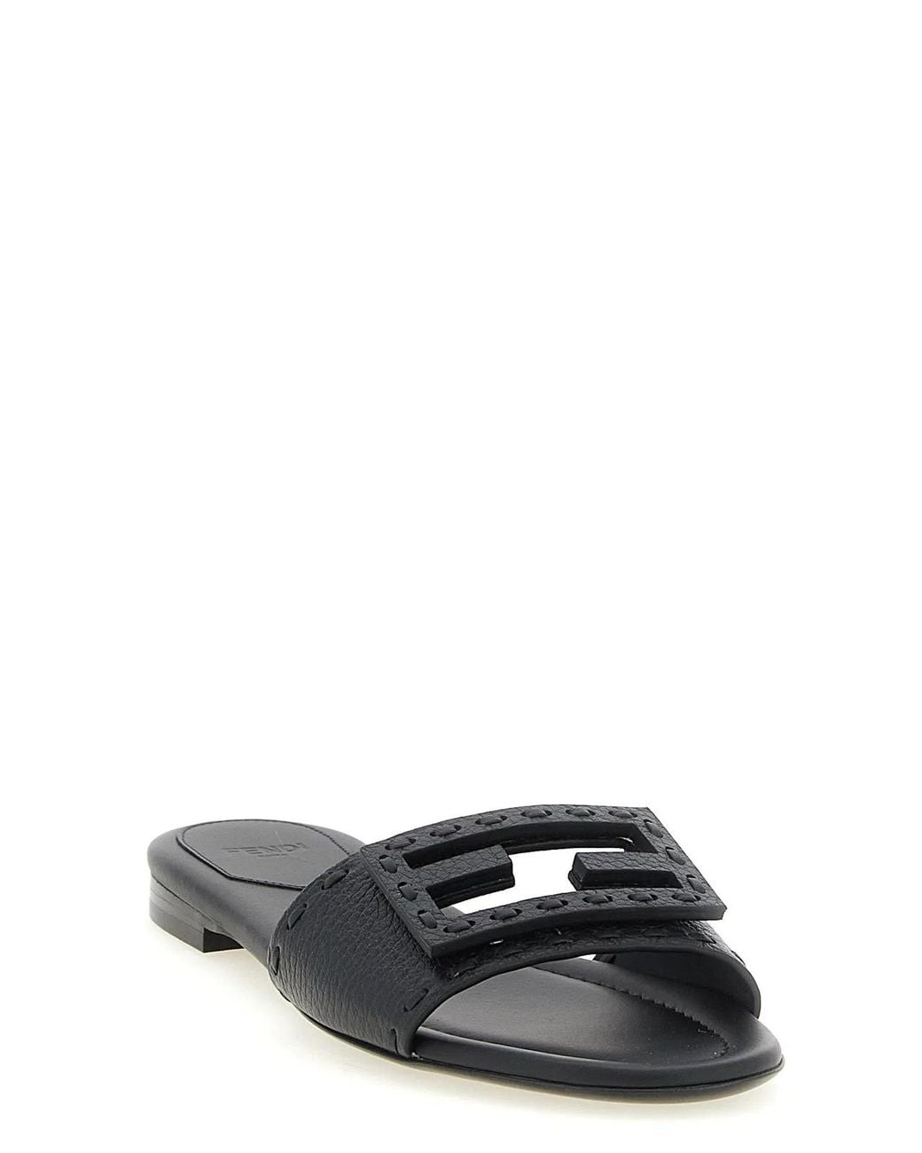 Fendi Black 'Baguette' Slides