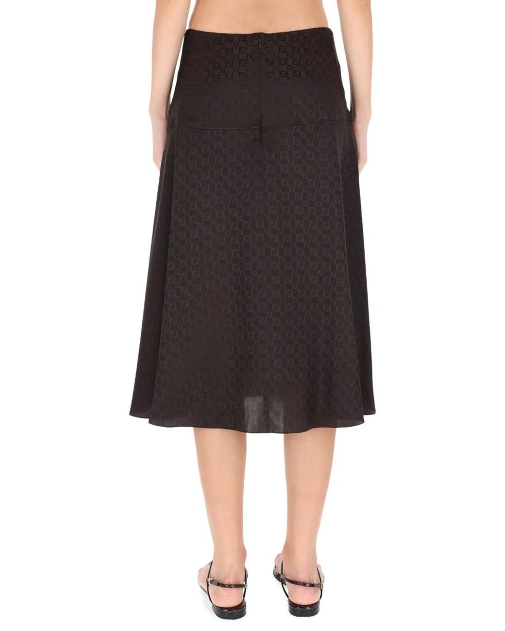 Fendi Brown Skirt Ff Silk
