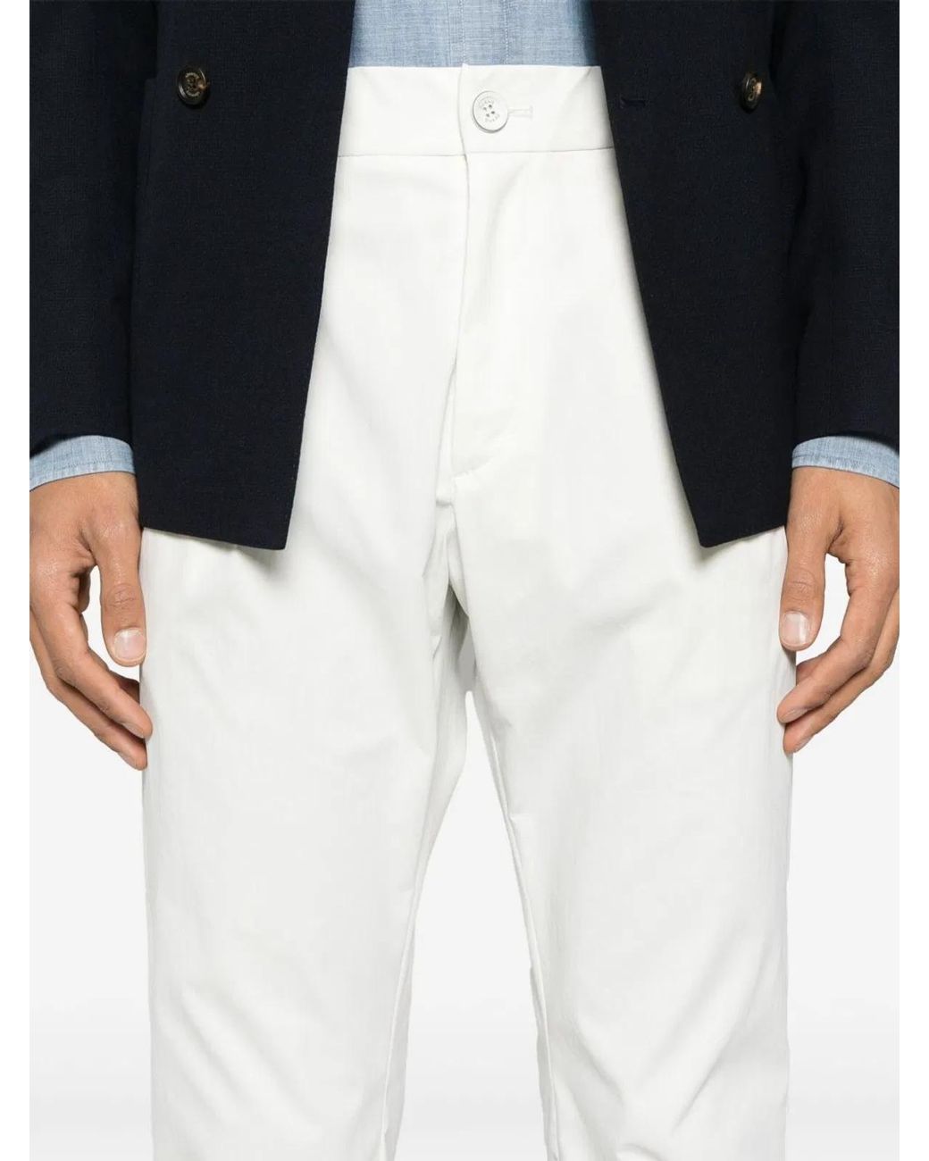 Herno White Cotton Trousers for men