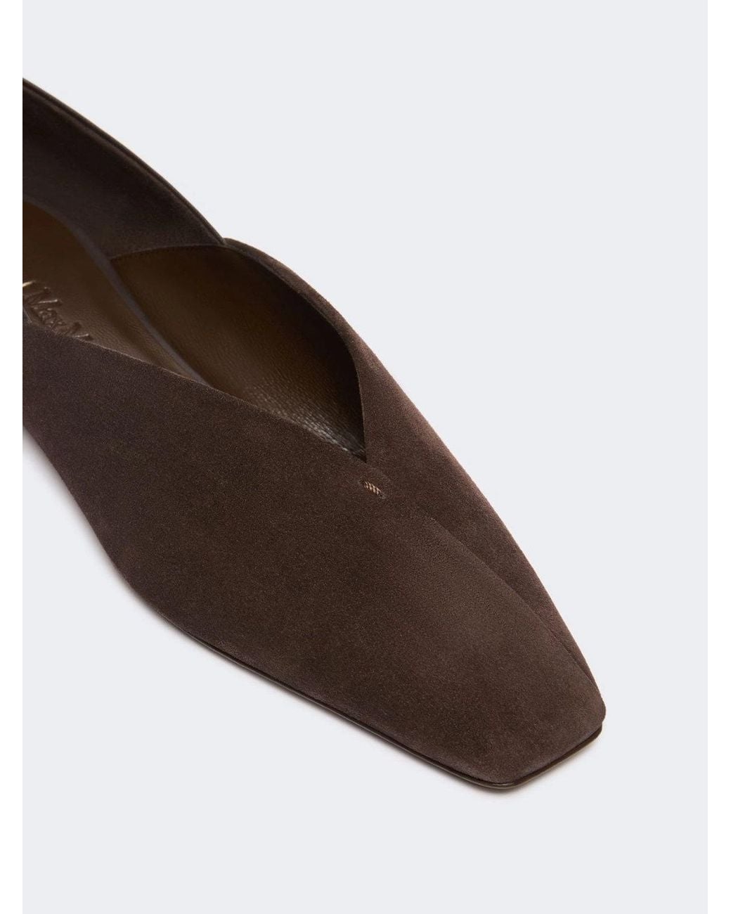 Max Mara White Split Leather And Nappa Leather Ballet Flats