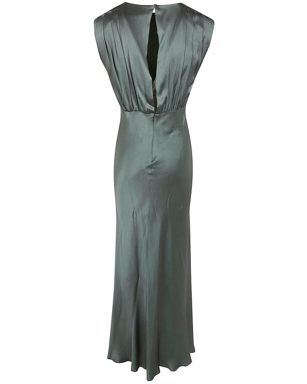 Semicouture Green Satin Long Dress
