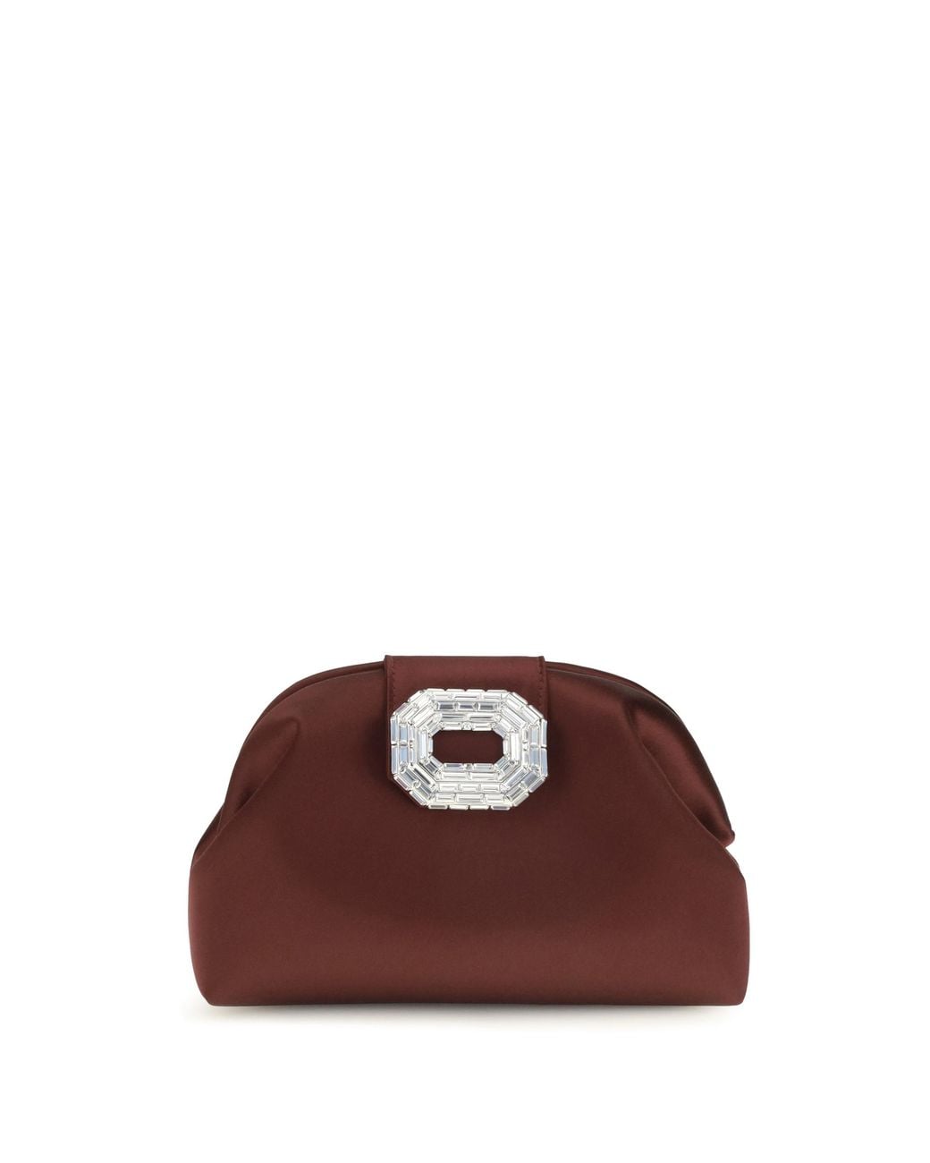 AMINA MUADDI Brown Camelia Satin Clutch
