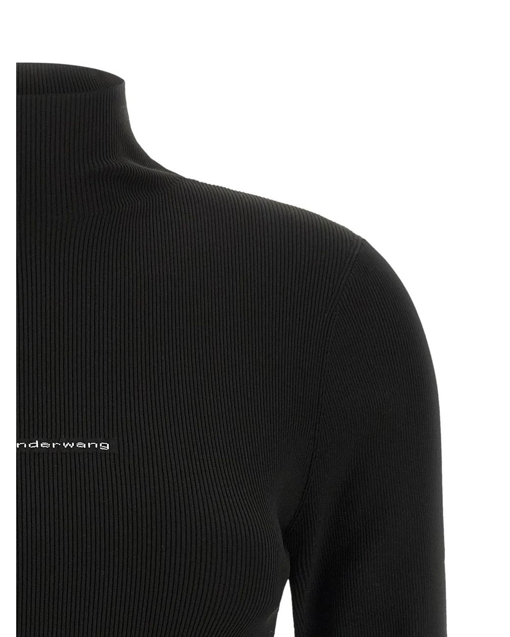 Alexander Wang Black Ribbed Sweater With Logo