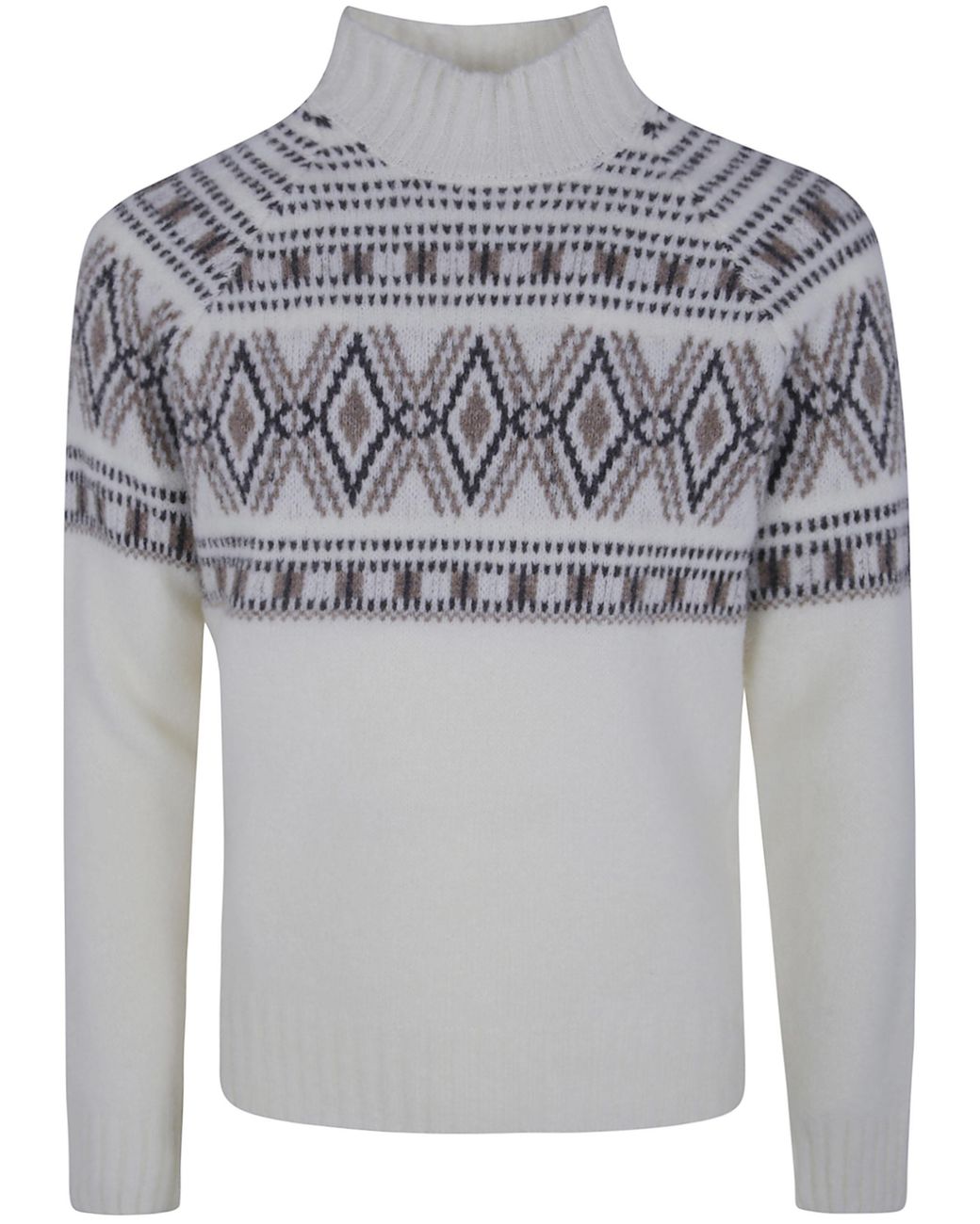 Barba Napoli Gray Jacquard Embroidered Turtle Neck Sweater for men