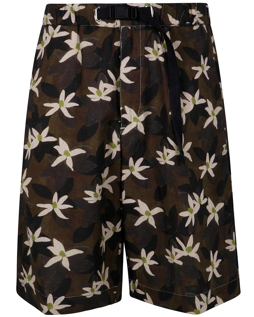 White Sand Black Short Bermuda Trousers for men