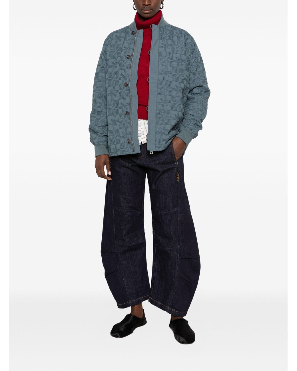 KENZO Blue Gram Quilted Logo-Plaque Jacket