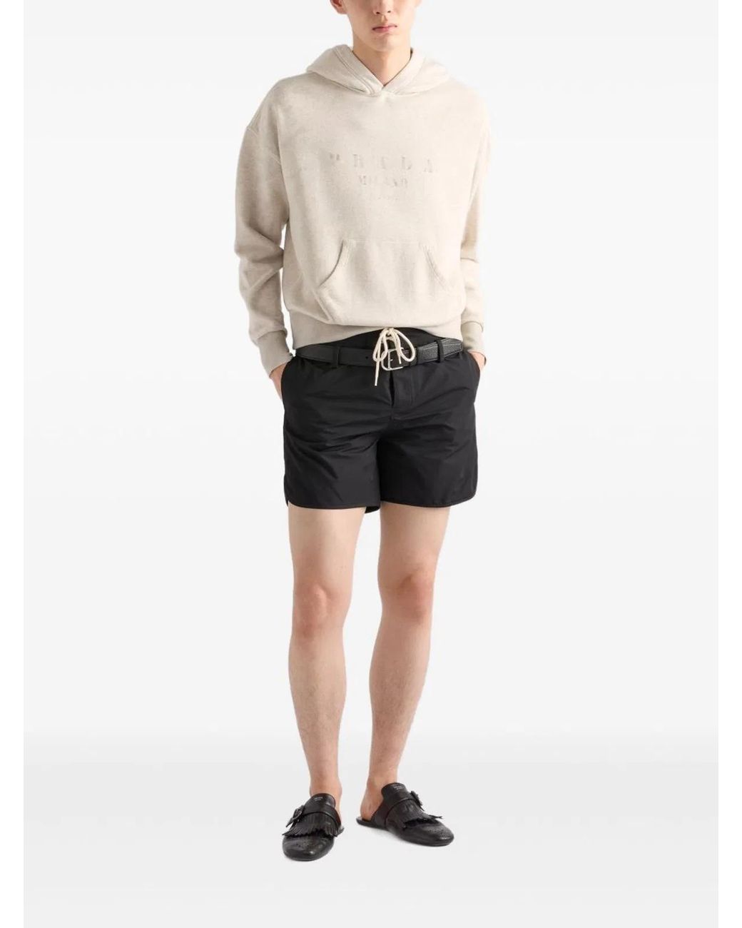 Prada Natural Cotton Fleece Hoodie for men