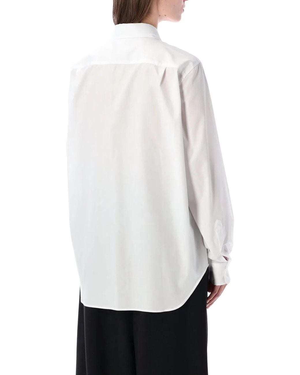 Dries Van Noten White Loose Cotton Poplin Shirt