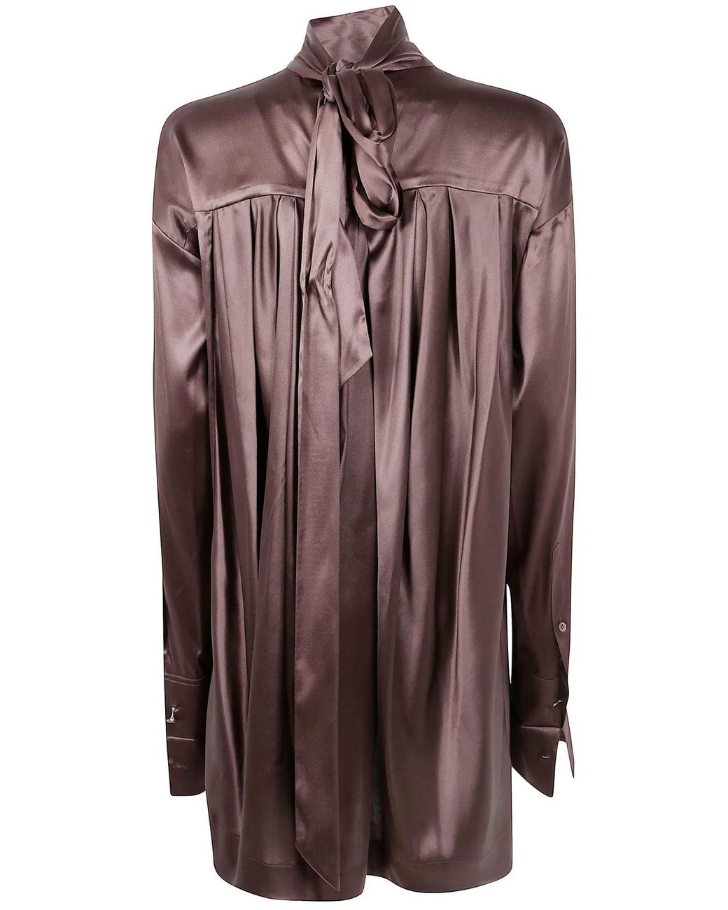Dries Van Noten Brown "Chaddy 2033" Strech Satin Shirt