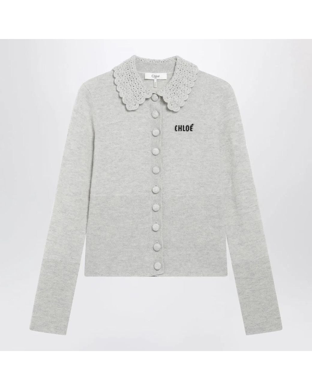 Chloé White Slim-Fit Logo Wool Cardigan