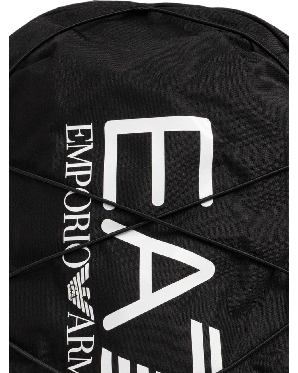 EA7 Black Logo Backpack for men