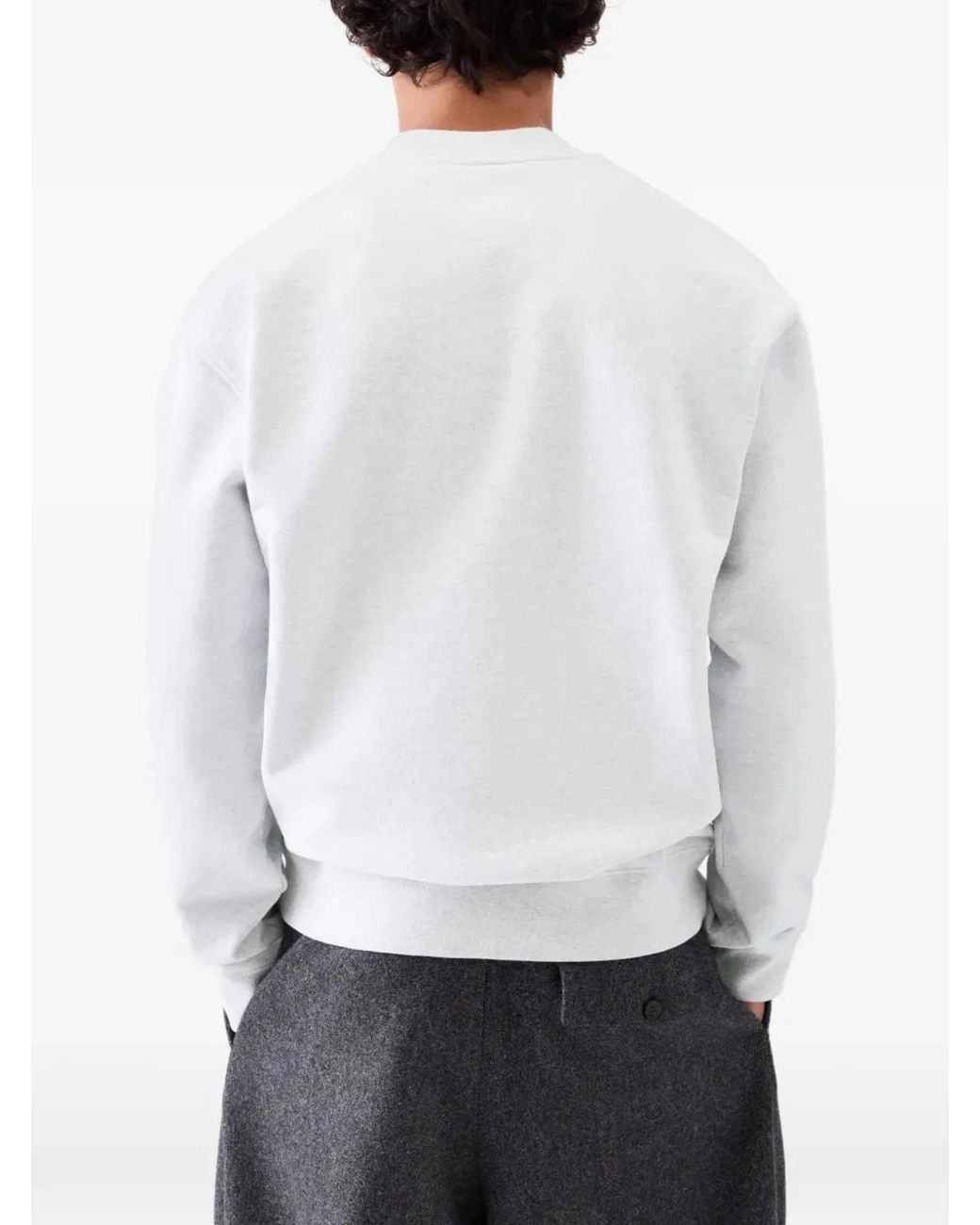 Jacquemus White Crewneck Sweatshirt With Logo And Patch for men
