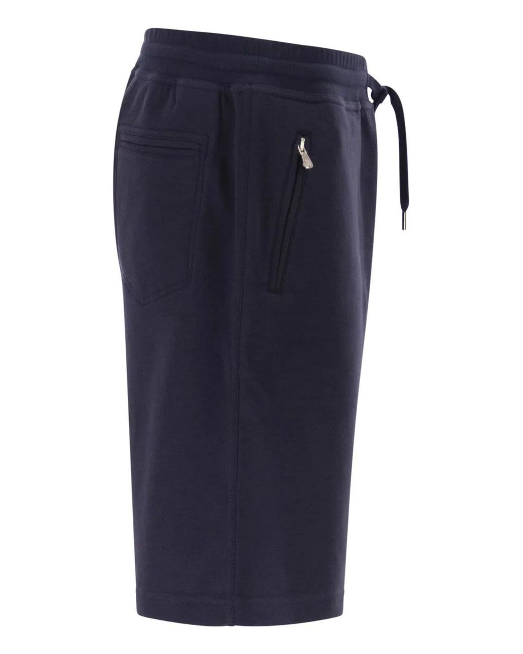 Brunello Cucinelli Blue Techno Cotton Fleece Bermuda Shorts for men