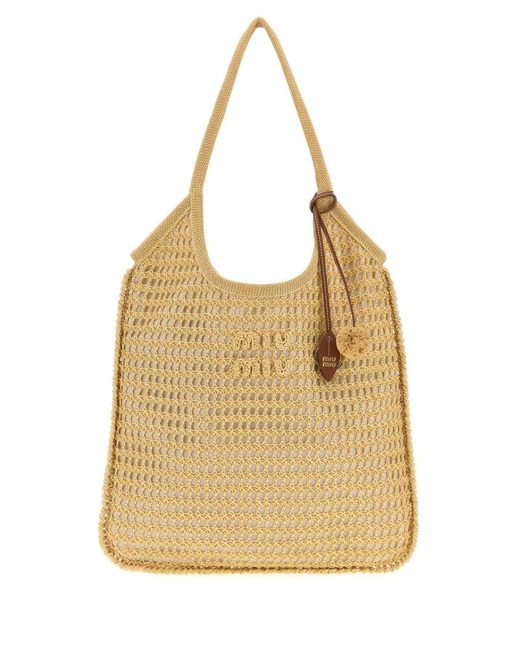 Miu Miu Natural Crochet Ivy Shopping Handbag