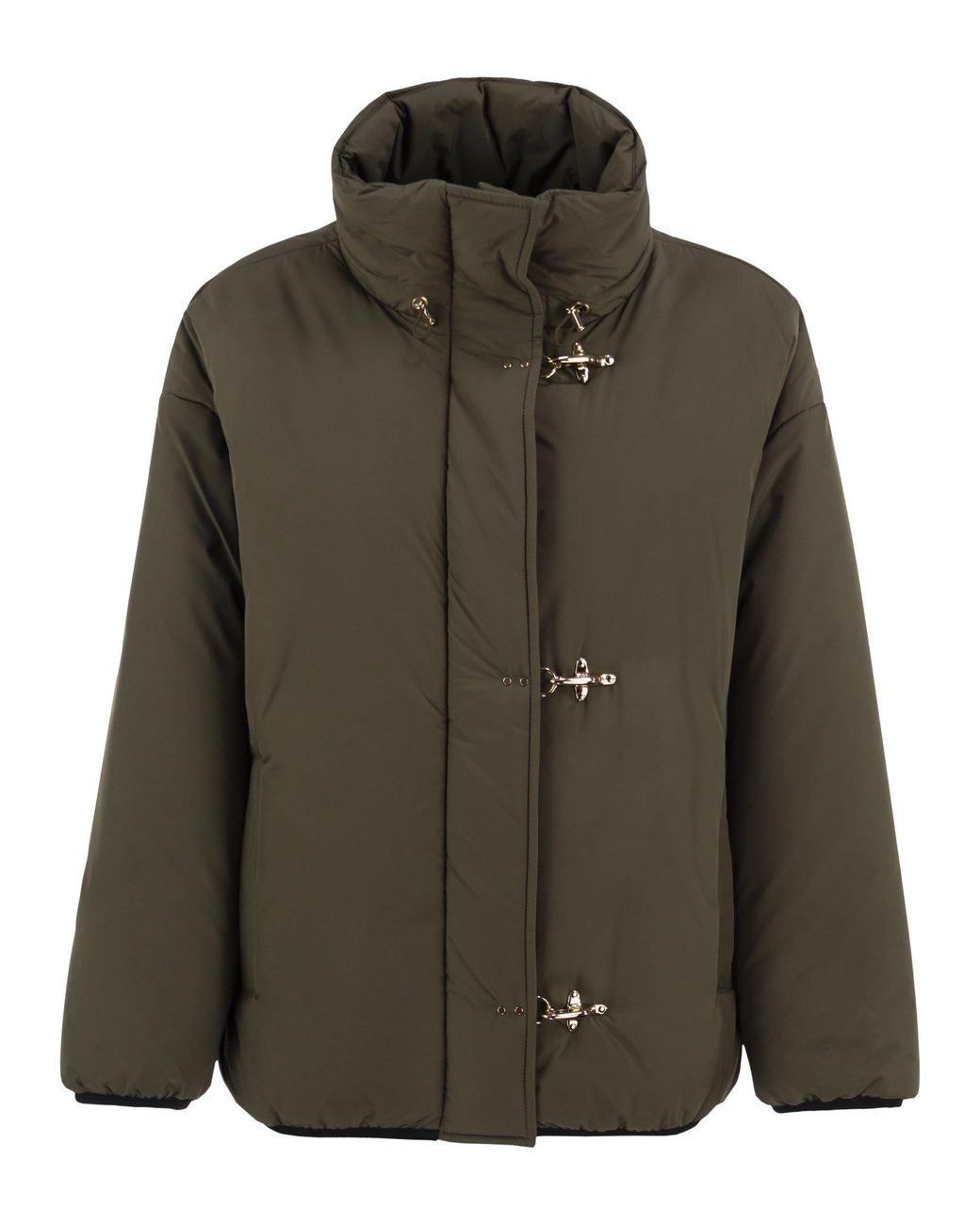 Fay Green Padded Nylon Jacket With Hooks