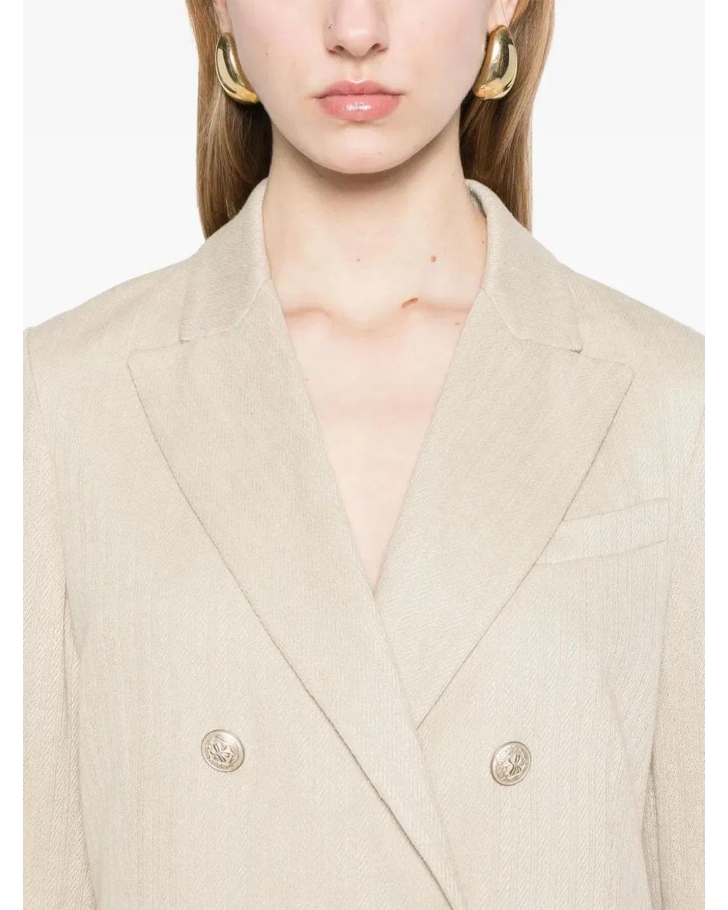 Circolo 1901 Natural Linen And Cotton Double-Breasted Jacket