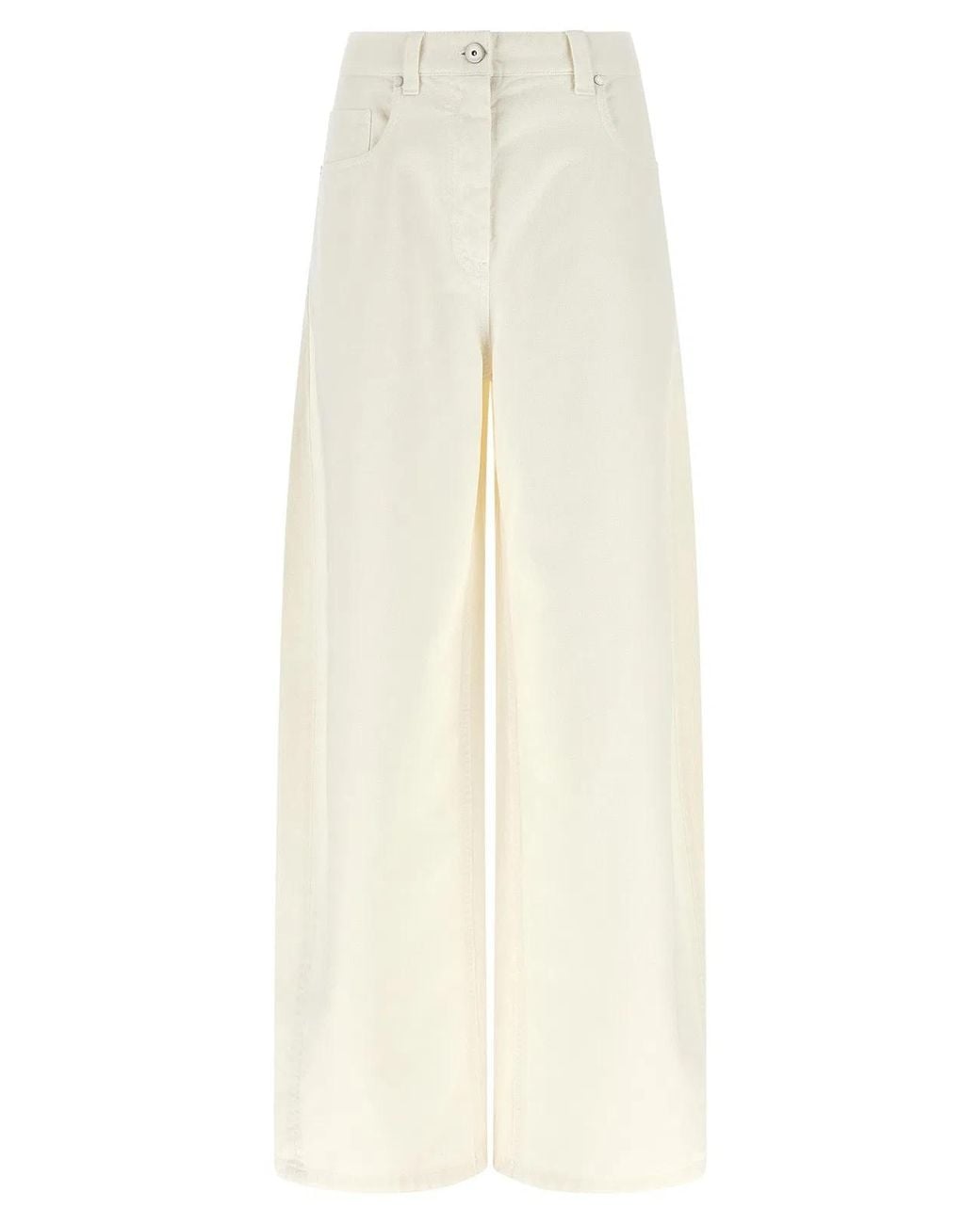 Brunello Cucinelli White Cotton Relaxed Fit Jeans Clothing