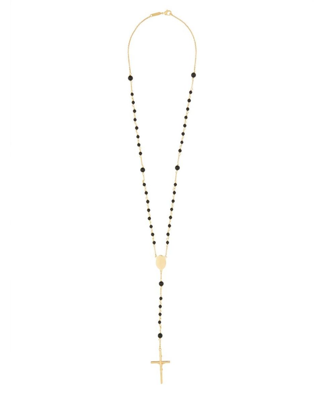 Dolce & Gabbana White Rosary Necklace Brass And Natural Stone Necklaces