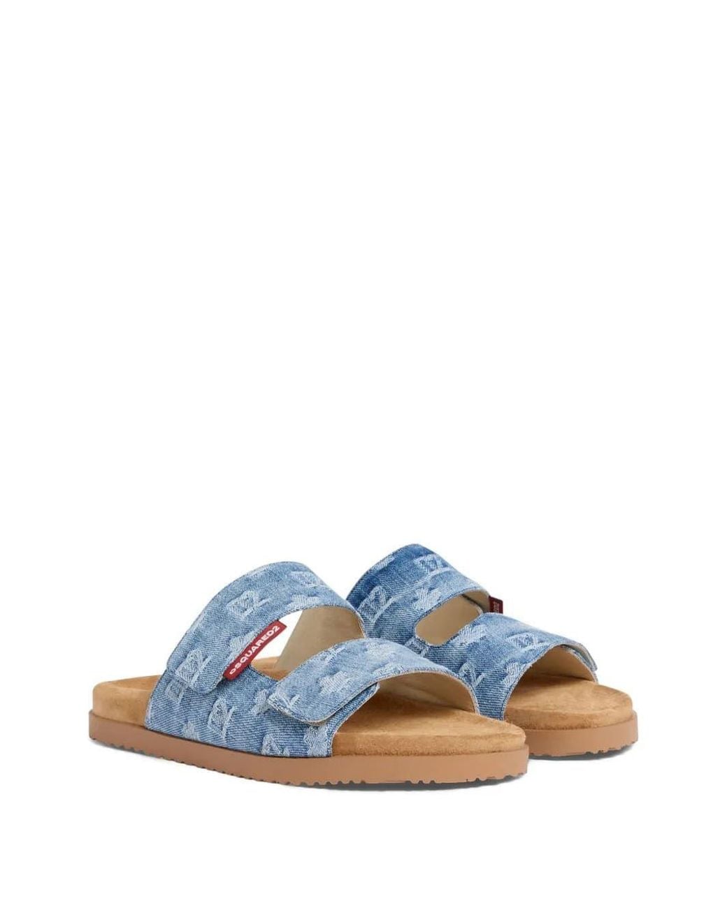 DSquared² Blue Monogram-Pattern Strap Sandals