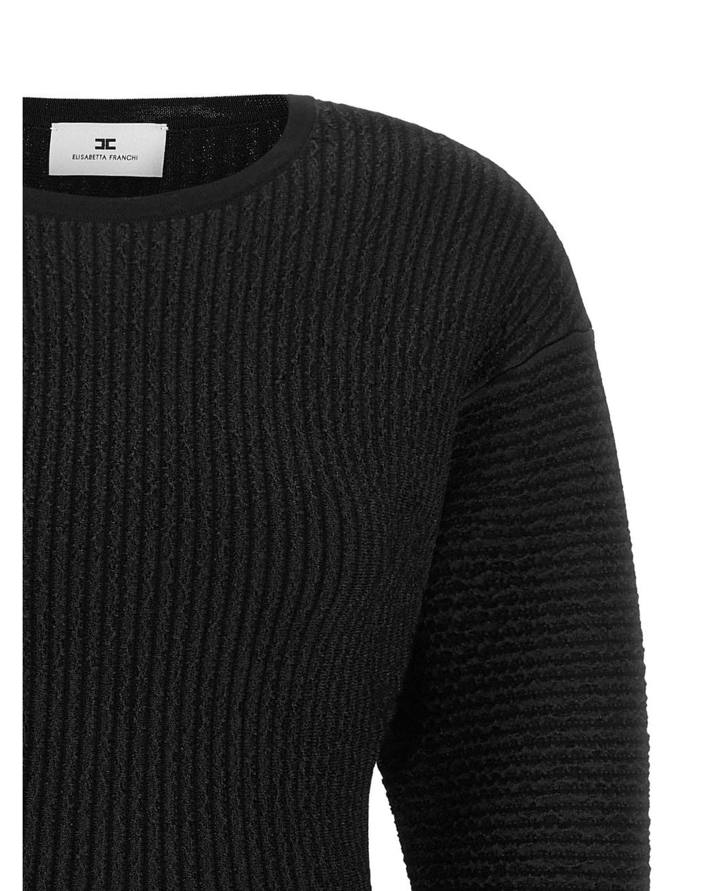 Elisabetta Franchi Black Knitted Pleated Dress