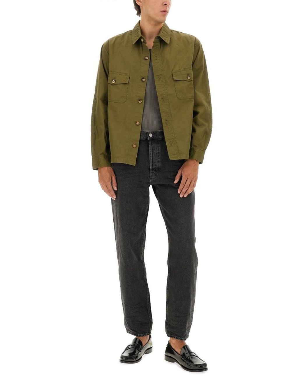 Saint Laurent Green Cotton Twill Overshirt for men