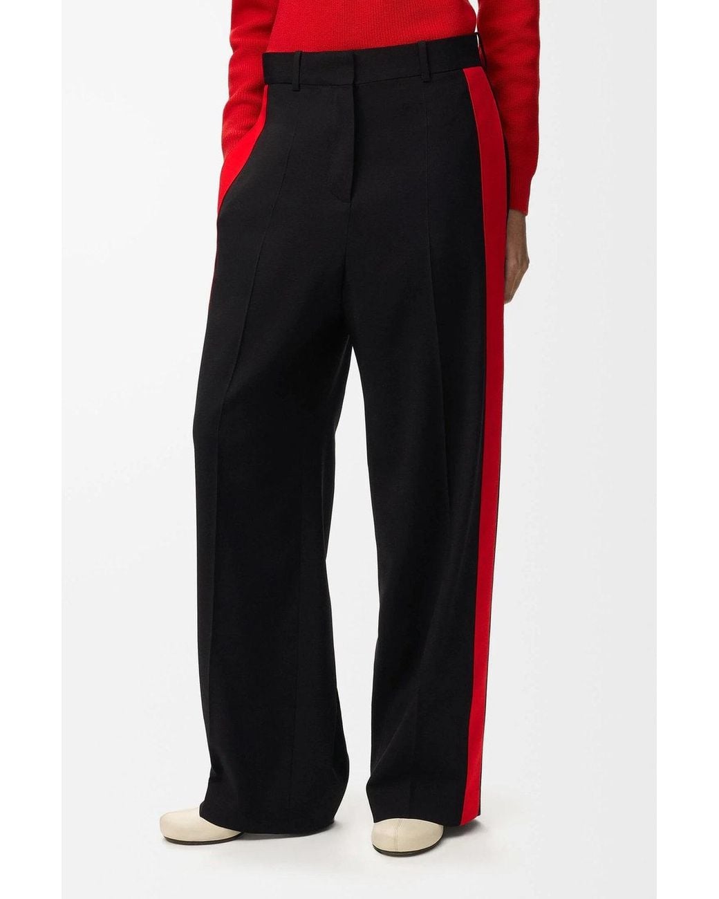 Loewe Red Side-Stripe Pressed-Crease Trousers