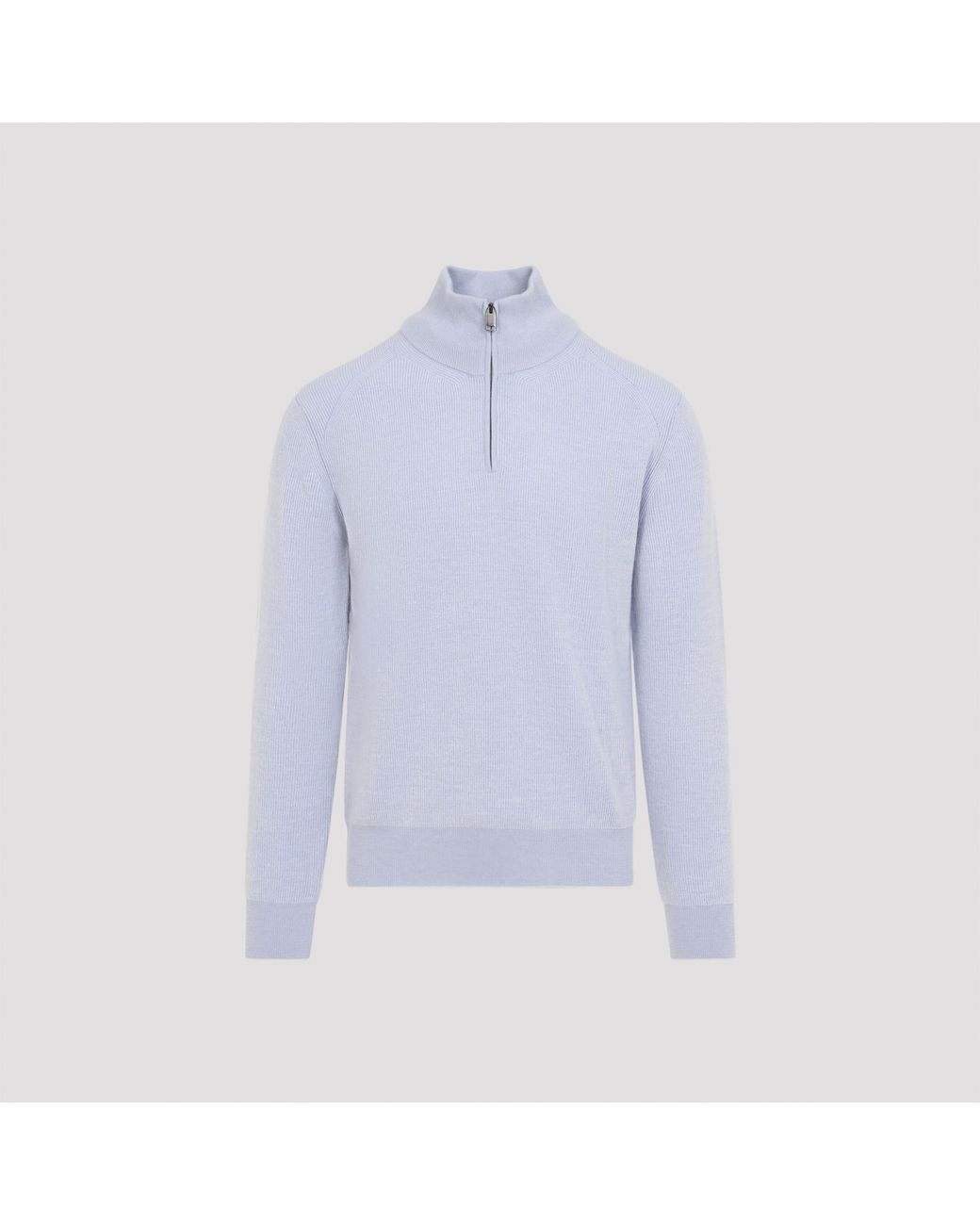 Brioni Blue Sky Pearl Half Zip Up Sweater for men