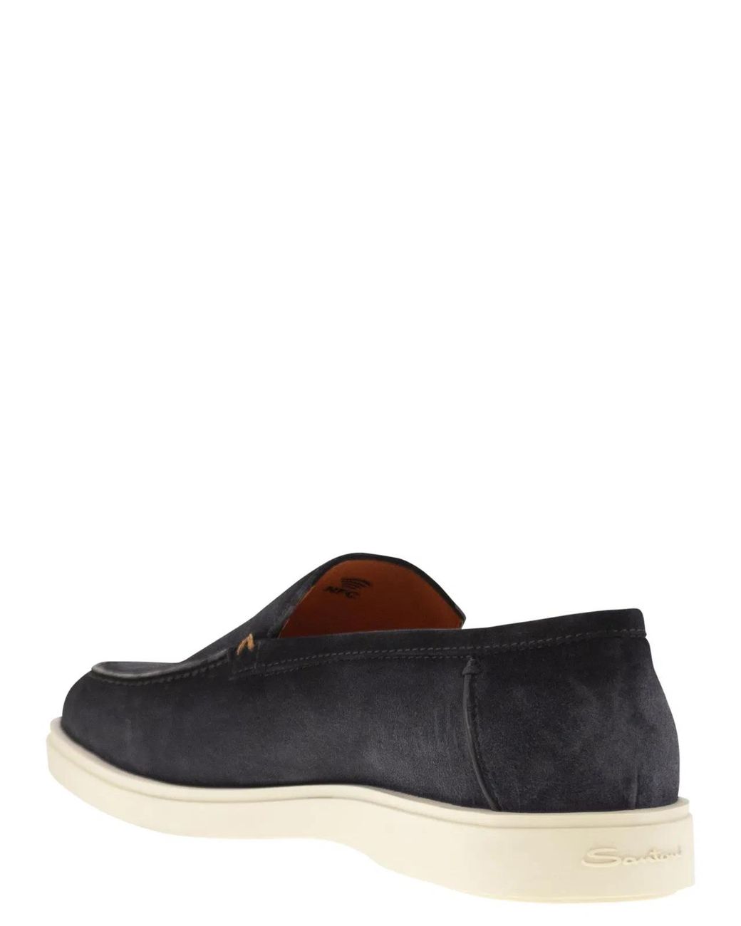 Santoni Black Suede Moccasin for men