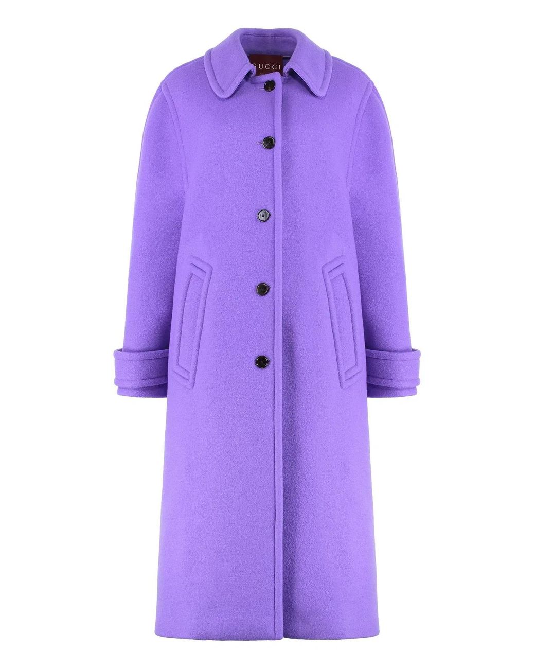 Gucci Purple Cashmere Wool Coat Compact