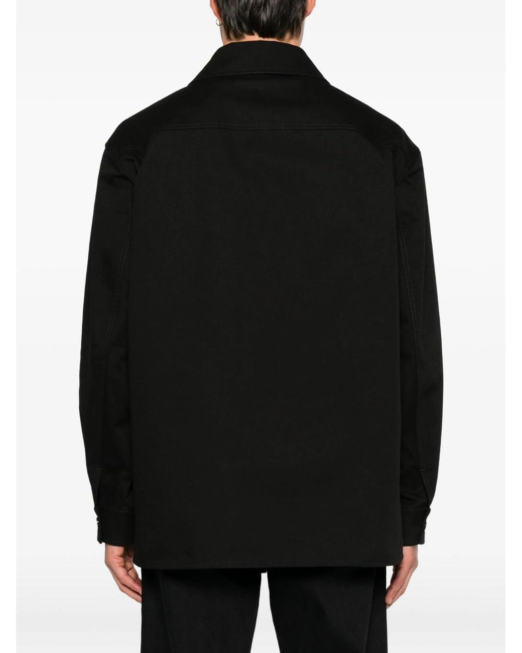 Valentino Garavani Black Cotton Gabardine Shirt Jacket With Vlogo for men