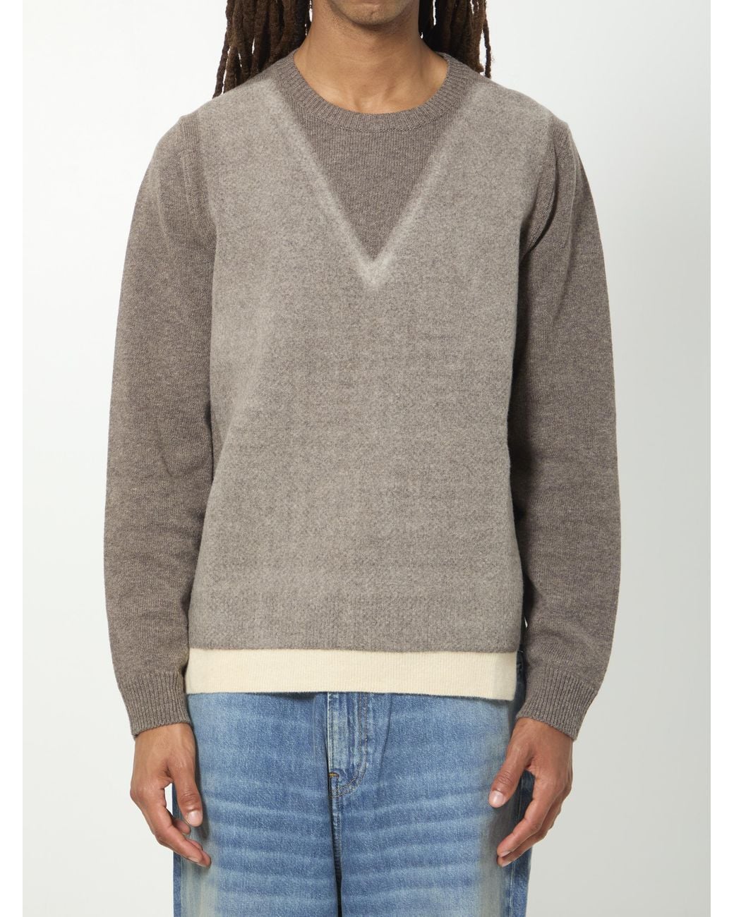 Maison Margiela Gray Crew Neck Sweater for men