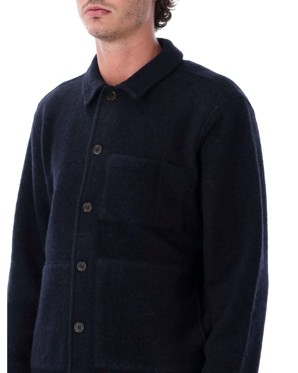 Universal Works Blue Wool Fleece Jacket for men