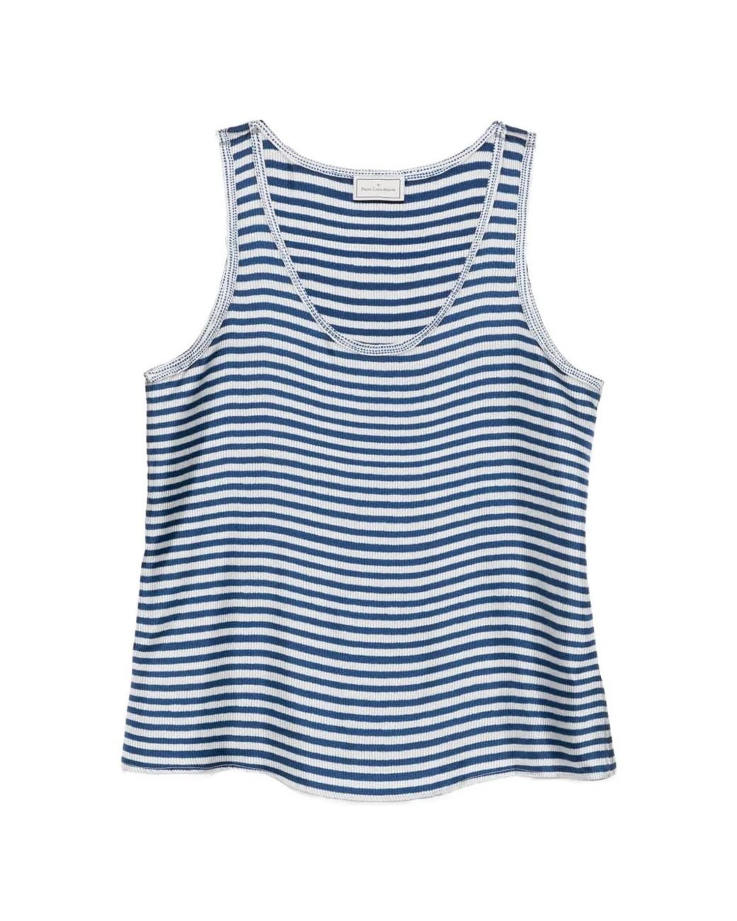 Pierre Louis Mascia Blue Striped Silk Tank Top