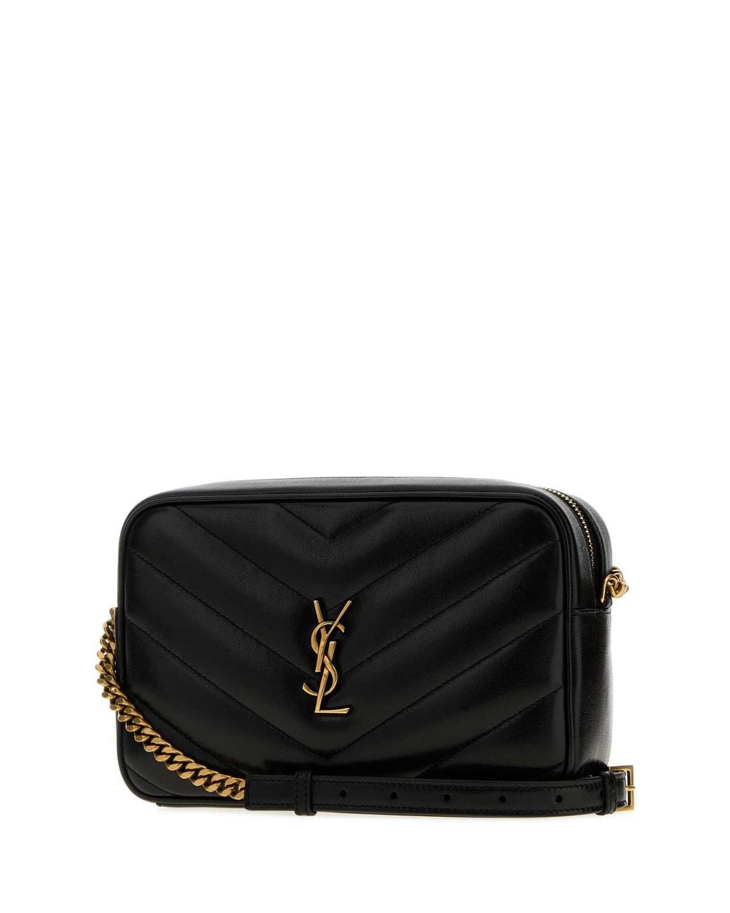 Saint Laurent Black Style Leather Loulou Crossbody Handbag, 23 Cm