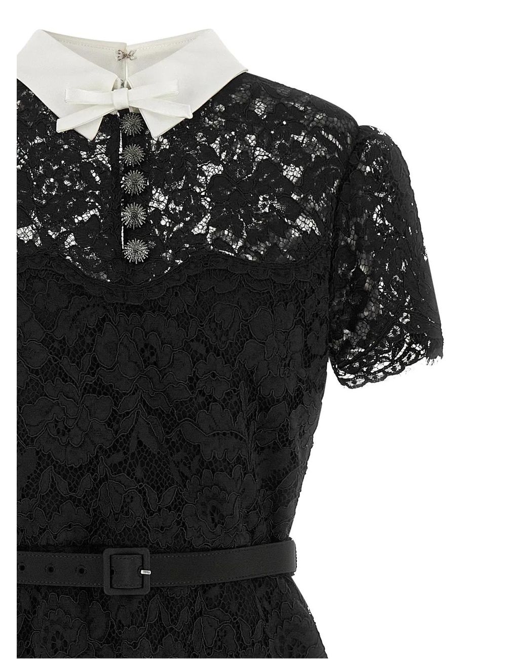 Self-Portrait Black Self Portrait Lace Dress With Collar