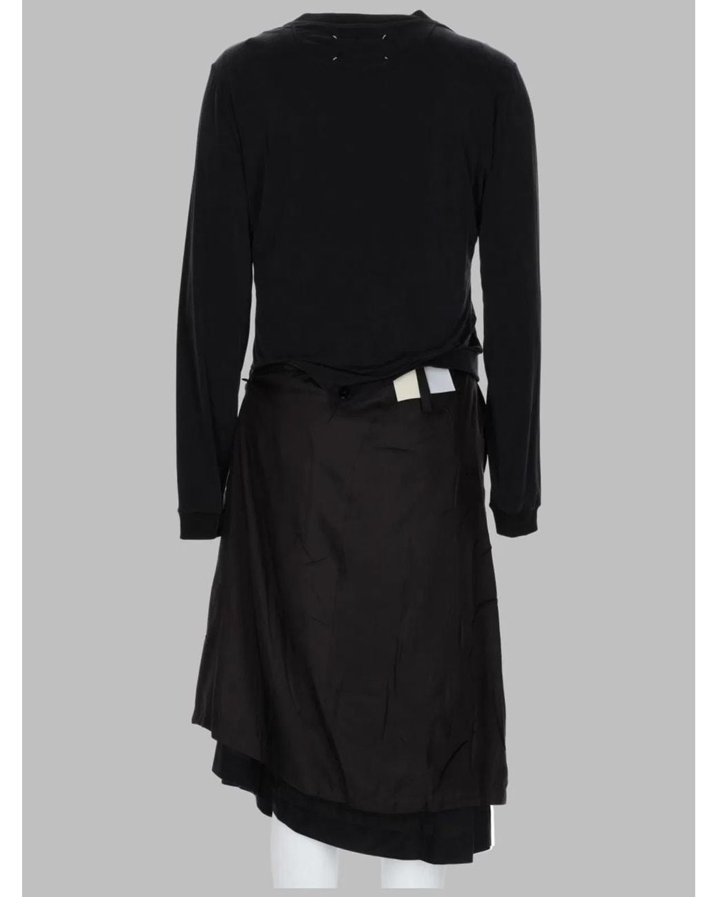 Maison Margiela Black Draped Midi Dress Cupro Elastane