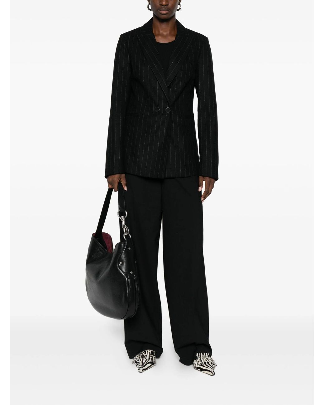 Forte_forte Black Pinstriped Cloth Jacket