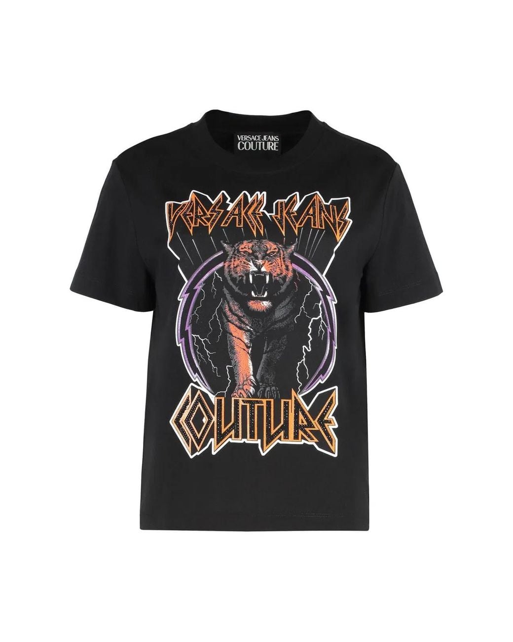 Versace Jeans Couture Black Cotton Crew-Neck T-Shirt
