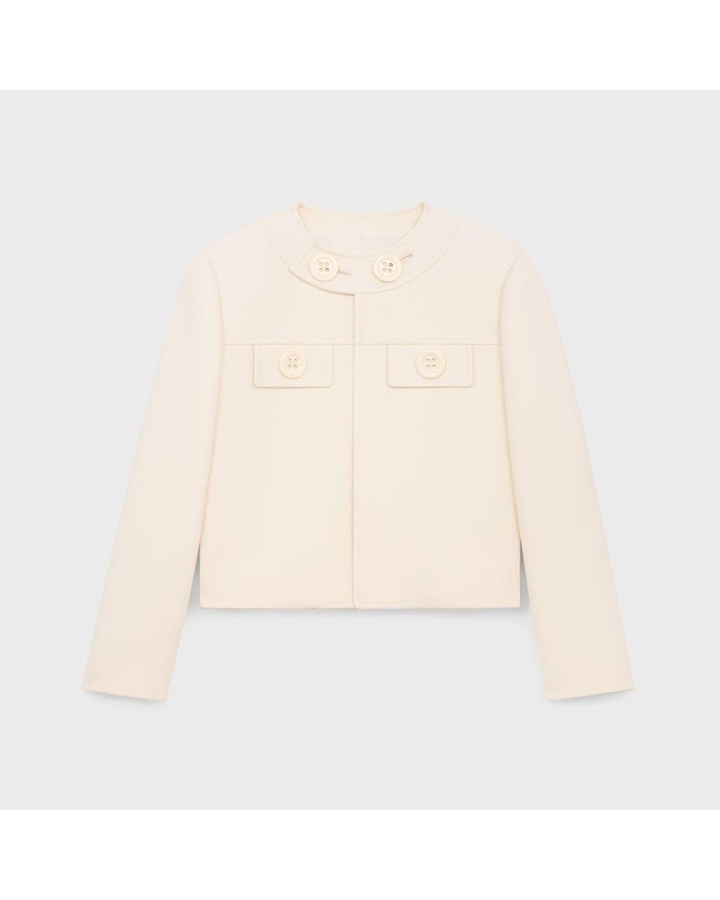 Celine Cropped Jacket in White | Lyst