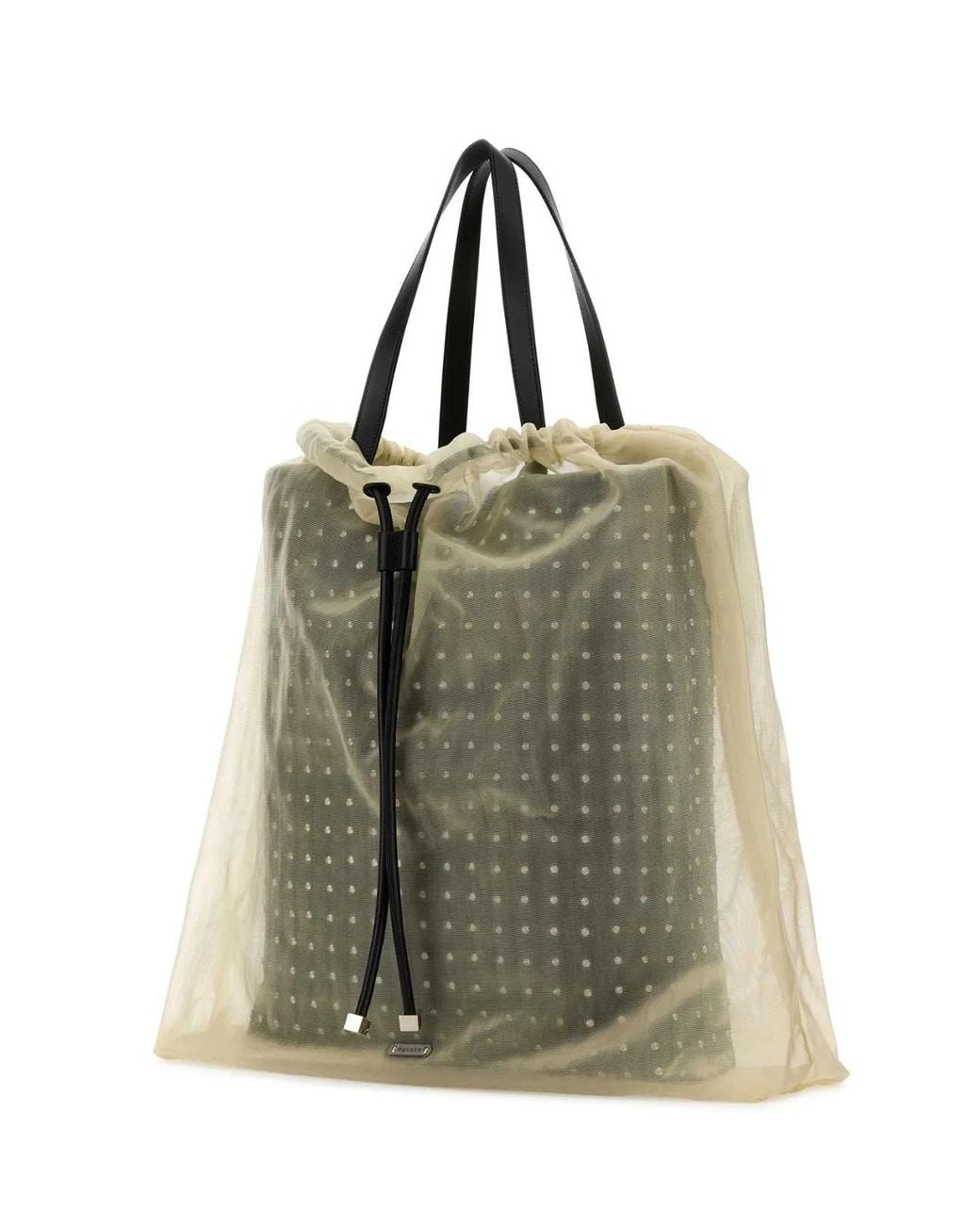 McQueen Green Two-Tone Leather And Tulle Nebula Shopping Bag