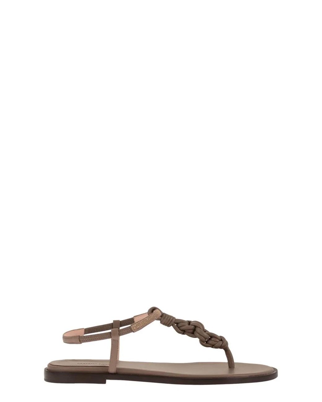 Fabiana Filippi Black Leather Thong Sandals With Braided Detail