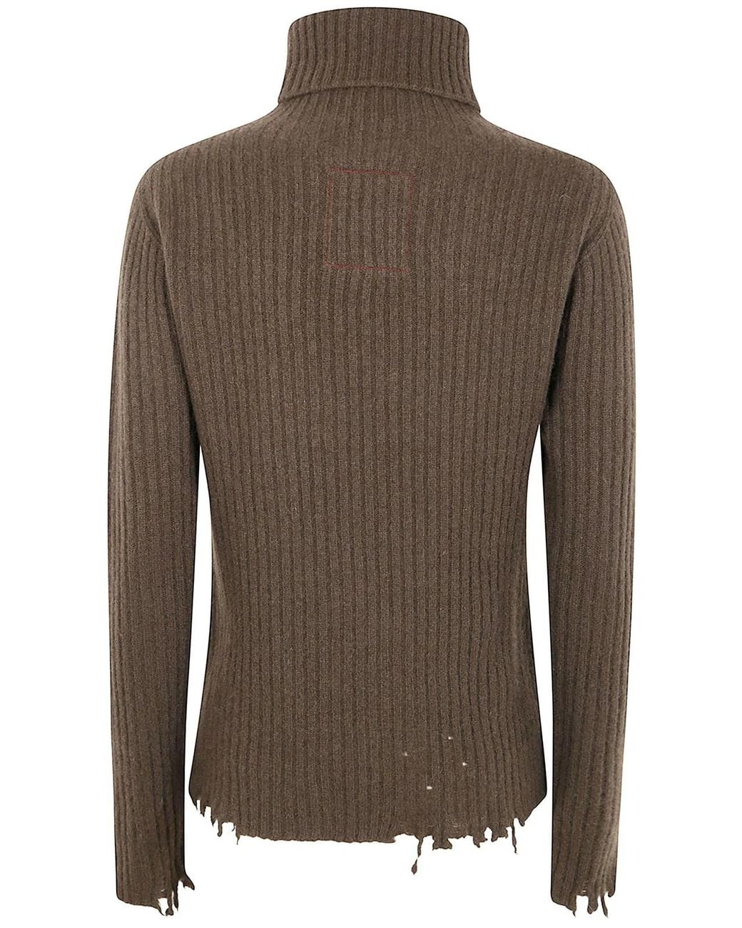 Uma Wang Brown "Plain Ws" High Neck Rib Top