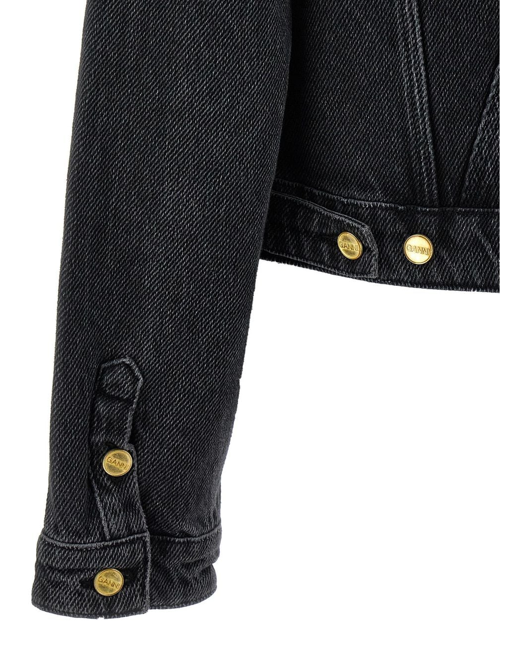 Ganni Black Cropped Denim Jacket