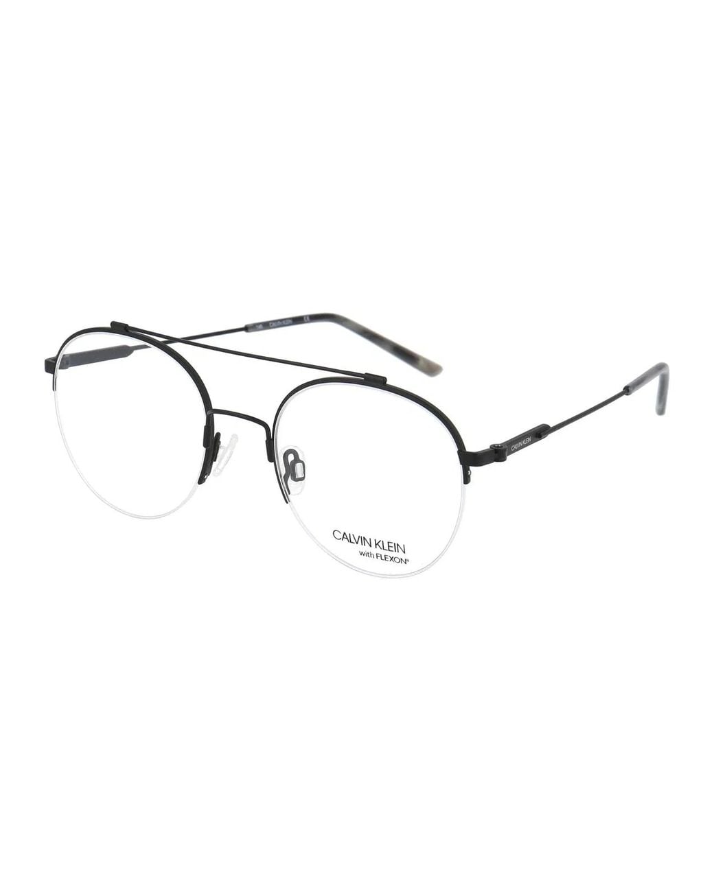 Calvin Klein Black Satin Metal Optical Glasses