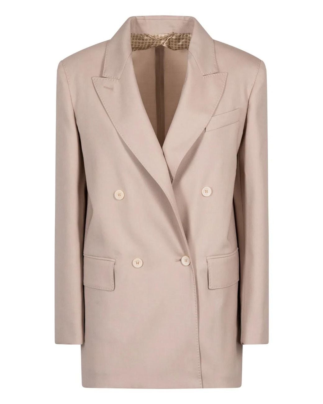 Max Mara Natural Double-Breasted Wool Blend Blazer