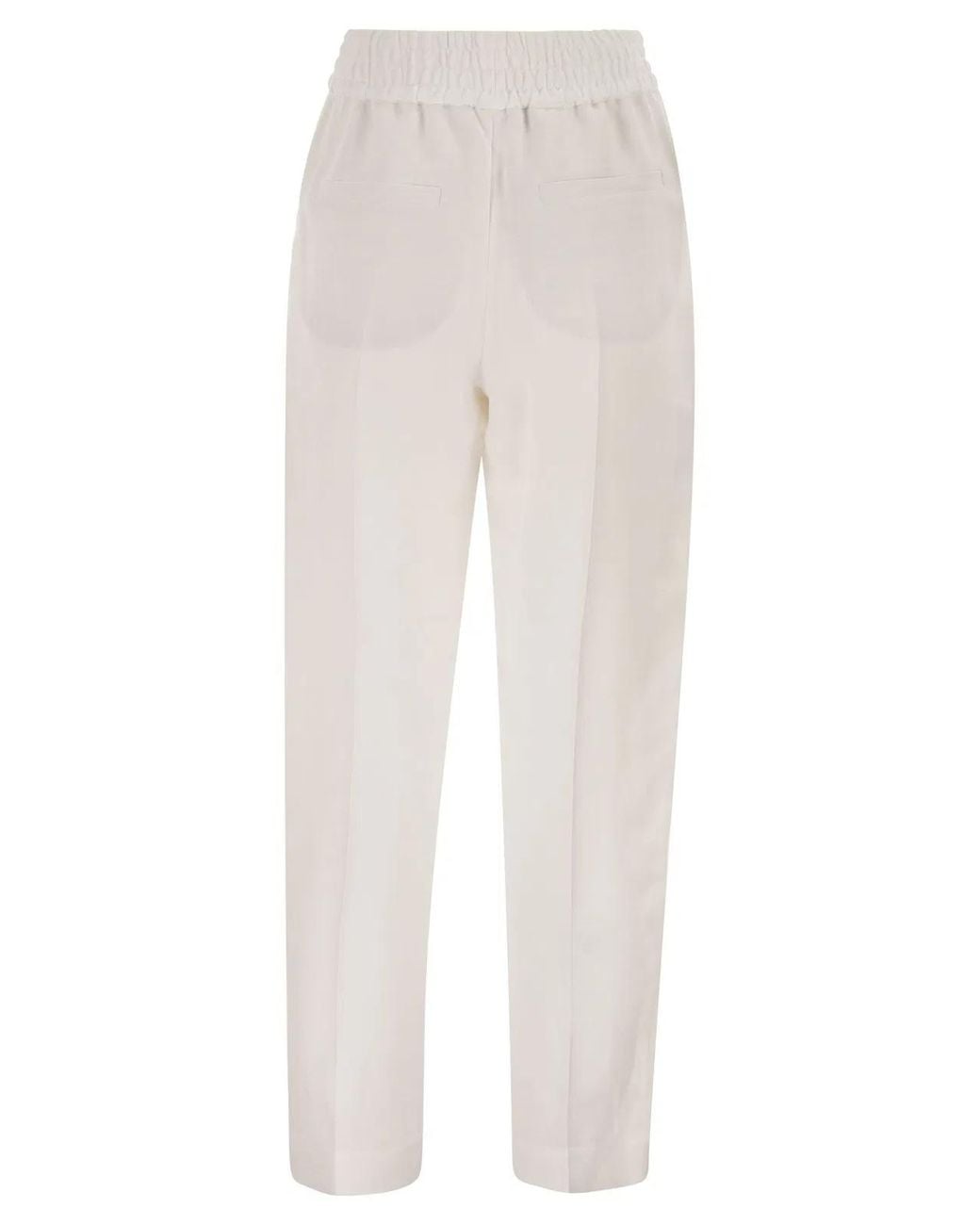 Brunello Cucinelli White Baggy Pull-Up Trousers